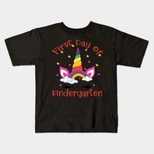 Lovely Unicorn Face | 1st Day of Kindergarten Kids T-Shirt